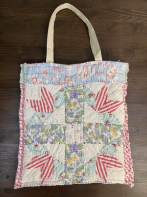 Vintage Sawtooth Star Quilt Tote Bag – Canvas Lined – 02
