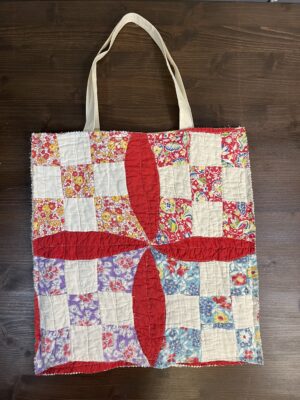 Vintage Glorified Nine Patch Quilt Tote Bag – Canvas Lined – 02